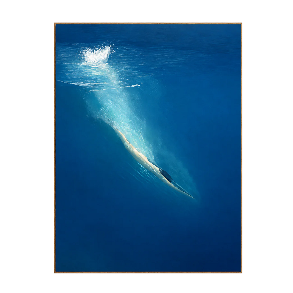 Diver beneath a White Splash in Deep Blue Wall Art