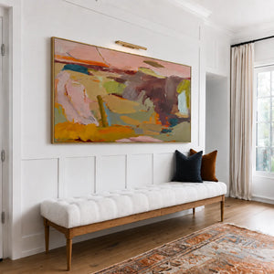 Blush and Ochre Abstract Color Fields Wall Art styled interior scene 1 | OILDECO