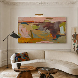 Blush and Ochre Abstract Color Fields Wall Art styled interior scene 2 | OILDECO