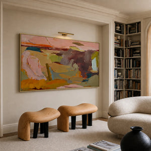Blush and Ochre Abstract Color Fields Wall Art styled interior scene 3 | OILDECO