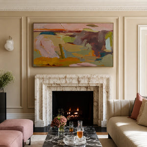 Blush and Ochre Abstract Color Fields Wall Art styled interior scene 5 | OILDECO