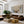 White Blossom Canopy with a Golden Trunk Wall Art styled interior scene 5 | OILDECO