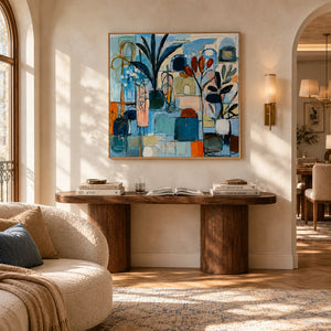 Blue Atelier Floral Wall Art displayed in a collected studio setting | Oildeco