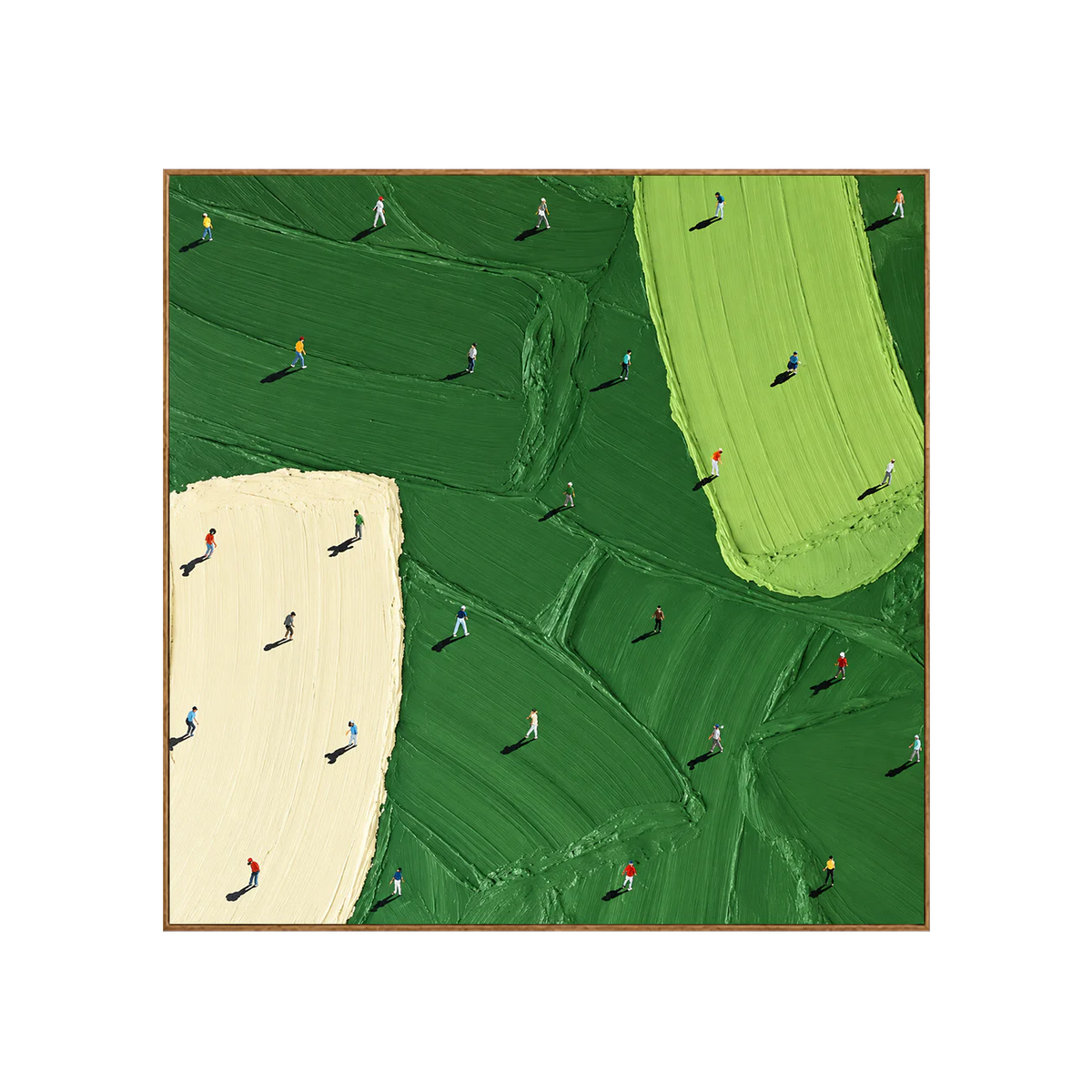 Scattered Golfers across Emerald and Cream Fields Wall Art