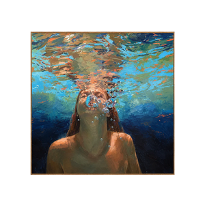 Underwater Swimmer beneath Golden Ripples Wall Art | OILDECO