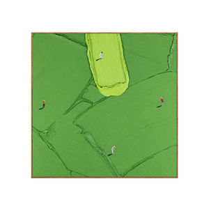 Four Golfers among Broad Green Brushstrokes Wall Art | OILDECO