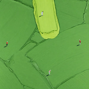Four Golfers among Broad Green Brushstrokes Wall Art artwork view | OILDECO