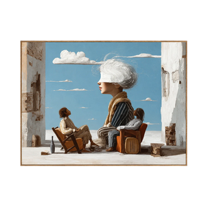 White-Haired Dreamer on a Blue-Sky Terrace Wall Art | OILDECO