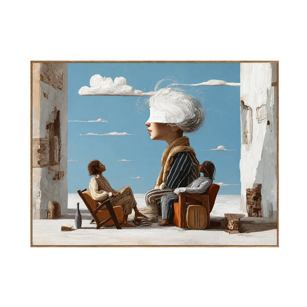 White-Haired Dreamer on a Blue-Sky Terrace Wall Art