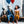 Bench Companions with Red and Blue Balloons Wall Art artwork view | OILDECO
