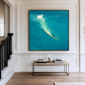 Golden Dive into Turquoise Water Wall Art styled interior scene 5 | OILDECO