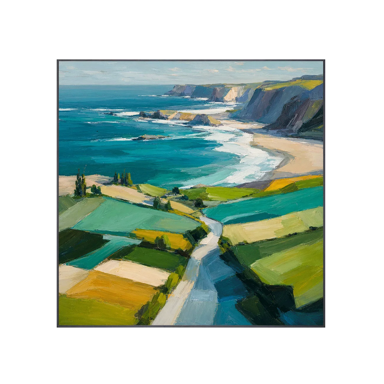 Turquoise Cliffs Coastal Wall Art | Oildeco