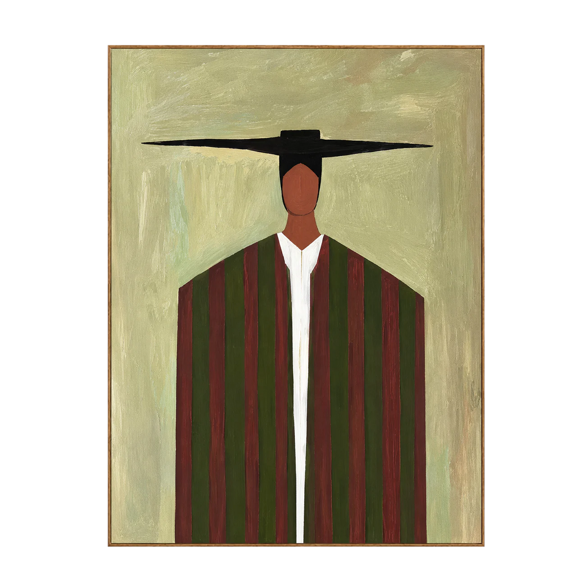 Wide Black Hat and Forest Stripes Portrait Wall Art