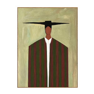 Wide Black Hat and Forest Stripes Portrait Wall Art | OILDECO