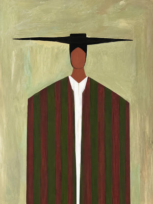Wide Black Hat and Forest Stripes Portrait Wall Art artwork view | OILDECO