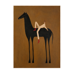 Reclining Rider on a Tall Black Horse Wall Art | OILDECO