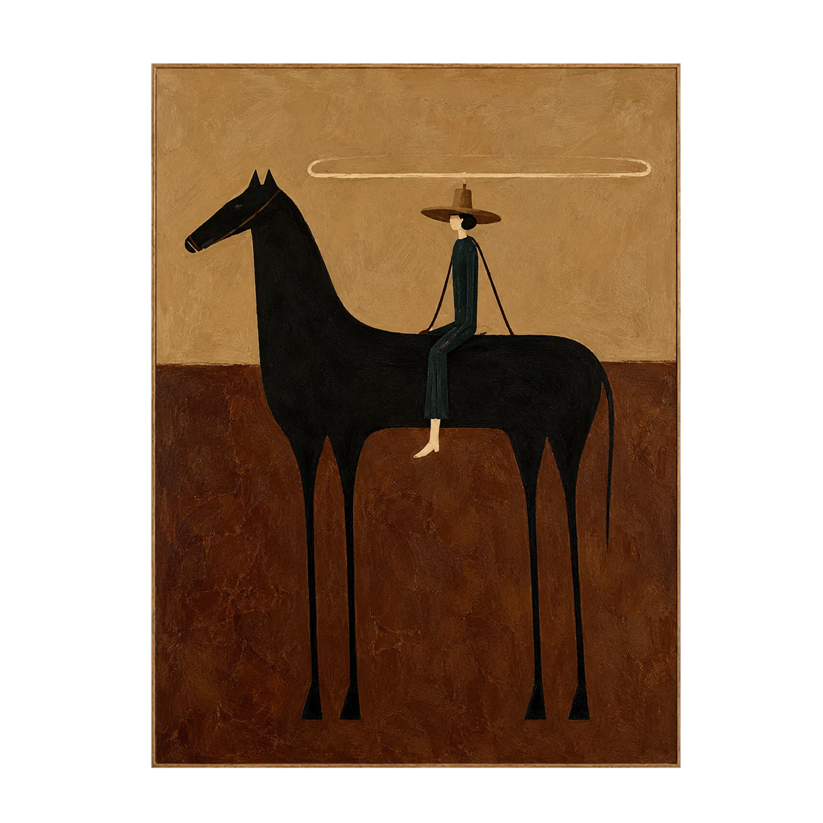 Looping Lasso over a Black Horse Wall Art