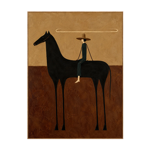 Looping Lasso over a Black Horse Wall Art | OILDECO