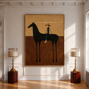 Looping Lasso over a Black Horse Wall Art styled interior scene 1 | OILDECO