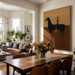 Looping Lasso over a Black Horse Wall Art styled interior scene 5 | OILDECO