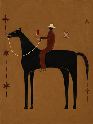 Equestrian Toast beneath a Cream Hat Wall Art artwork view | OILDECO