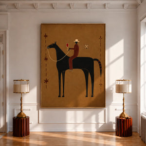 Equestrian Toast beneath a Cream Hat Wall Art styled interior scene 1 | OILDECO