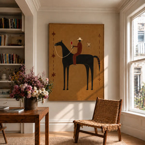 Equestrian Toast beneath a Cream Hat Wall Art styled interior scene 4 | OILDECO