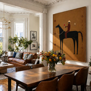 Equestrian Toast beneath a Cream Hat Wall Art styled interior scene 5 | OILDECO