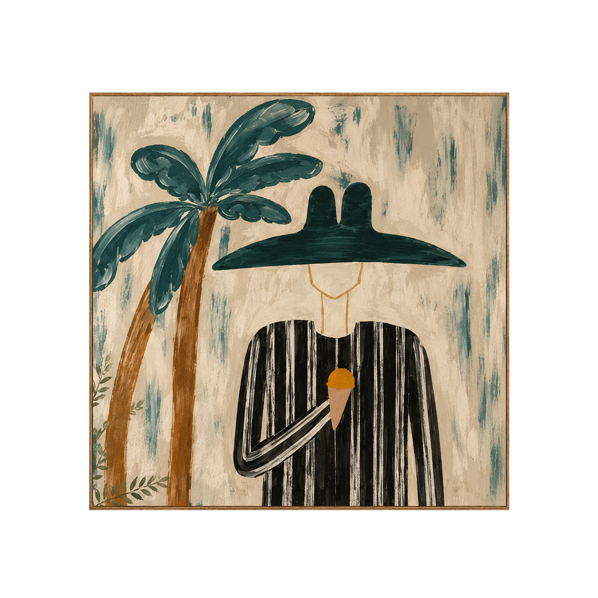 Teal Palm and Striped Ice Cream Portrait Wall Art