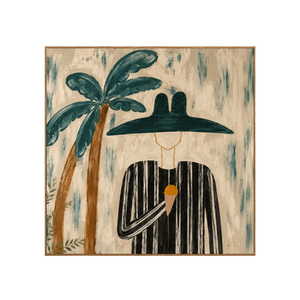 Teal Palm and Striped Ice Cream Portrait Wall Art | OILDECO