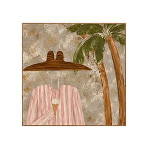 Pink Stripes and Ice Cream beneath a Palm Wall Art | OILDECO
