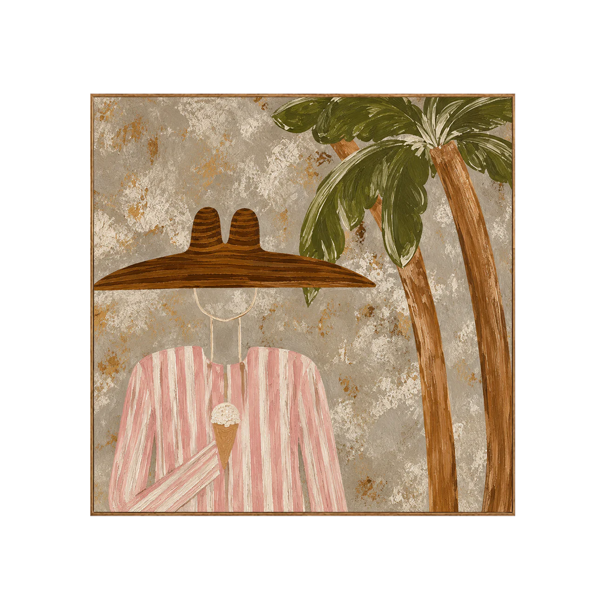 Pink Stripes and Ice Cream beneath a Palm Wall Art