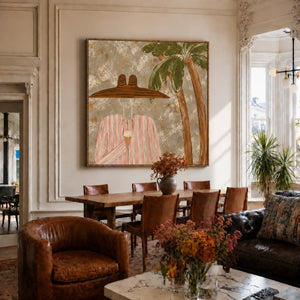 Pink Stripes and Ice Cream beneath a Palm Wall Art styled interior scene 1 | OILDECO
