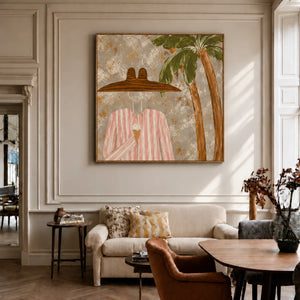 Pink Stripes and Ice Cream beneath a Palm Wall Art styled interior scene 3 | OILDECO