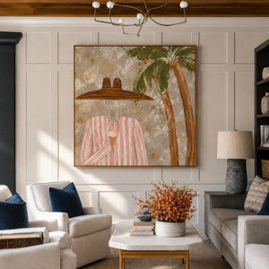 Pink Stripes and Ice Cream beneath a Palm Wall Art styled interior scene 4 | OILDECO