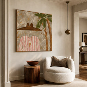 Pink Stripes and Ice Cream beneath a Palm Wall Art styled interior scene 5 | OILDECO