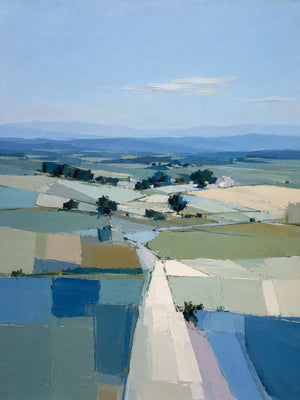 Original artwork view of Blue Fields Landscape Wall Art | Oildeco