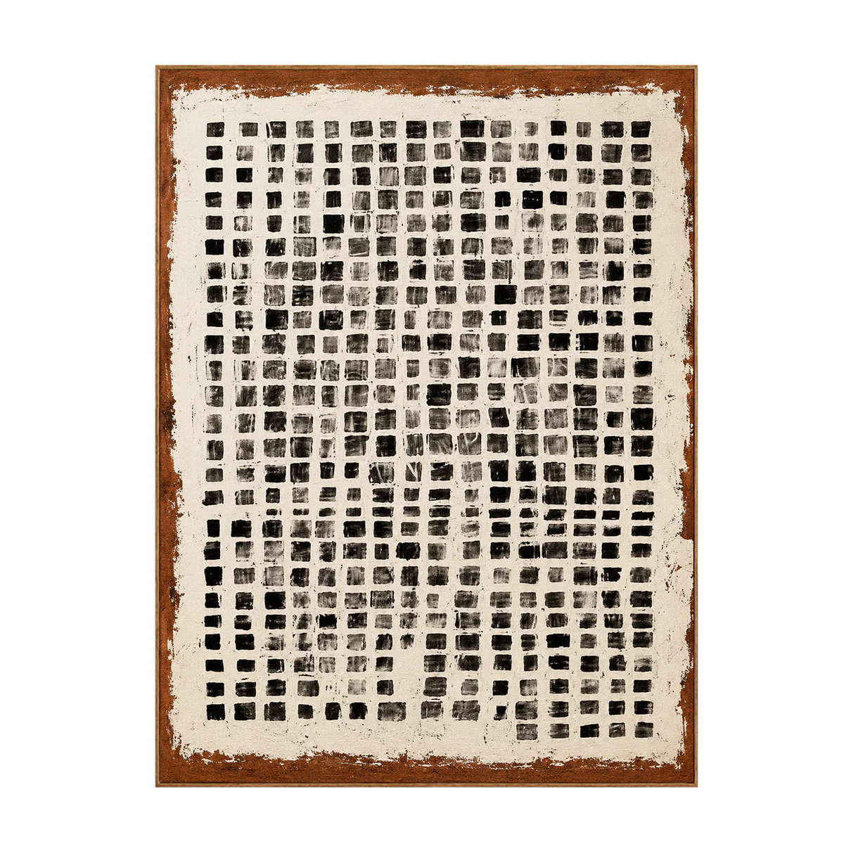Weathered Black Square Grid Wall Art