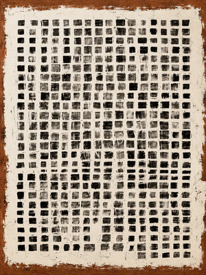 Weathered Black Square Grid Wall Art artwork view | OILDECO