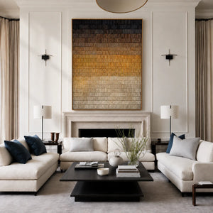 Ochre Glow in a Ribbed Gradient Wall Art styled interior scene 4 | OILDECO