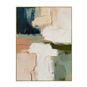 Layered Cream Sage and Teal Abstraction Wall Art | OILDECO