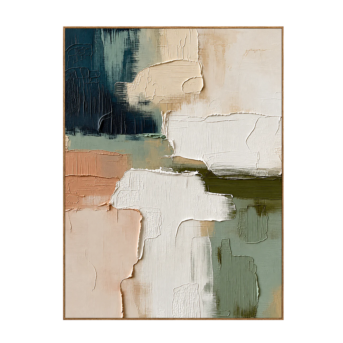 Layered Cream Sage and Teal Abstraction Wall Art