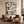 Soft Blue and Ochre Patchwork Grid Wall Art styled interior scene 3 | OILDECO