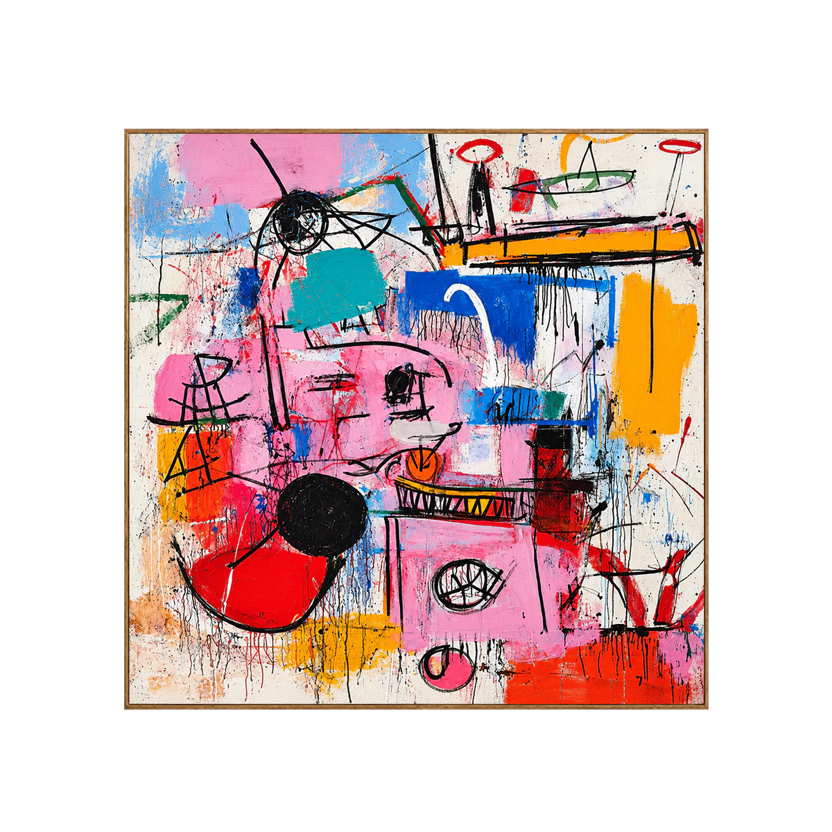 Pink Electric Marks and Color Blocks Wall Art