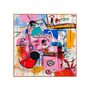 Pink Electric Marks and Color Blocks Wall Art | OILDECO