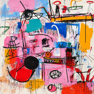 Pink Electric Marks and Color Blocks Wall Art artwork view | OILDECO