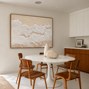 Ivory Surf over a Sandy Shore Wall Art styled interior scene 3 | OILDECO