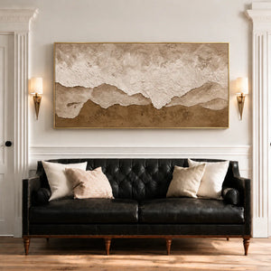 Layered Sand and Ivory Tides Wall Art styled interior scene 1 | OILDECO