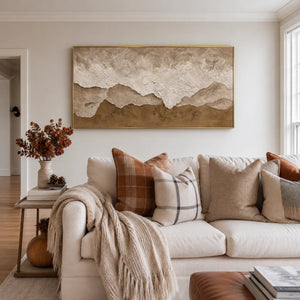 Layered Sand and Ivory Tides Wall Art styled interior scene 2 | OILDECO