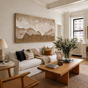 Layered Sand and Ivory Tides Wall Art styled interior scene 3 | OILDECO